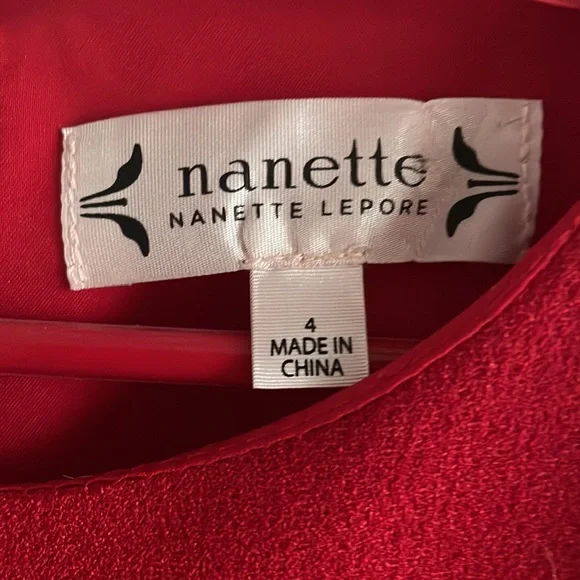 Bnwot Nanette Nanette Lepore sz4 red dress with black trim - Picture 4 of 6